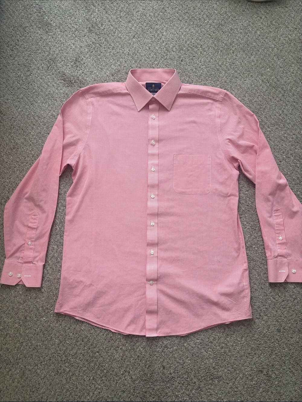 Stafford Pink Micro-Check Dress Shirt